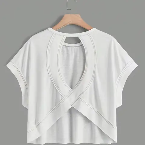 Women's Batwing Sleeve Loose Fit Hollow Out Short Sleeve Top, Breathable Sporty Workout Tops T-Shirt for B Biking, Casual Wear All Seasons