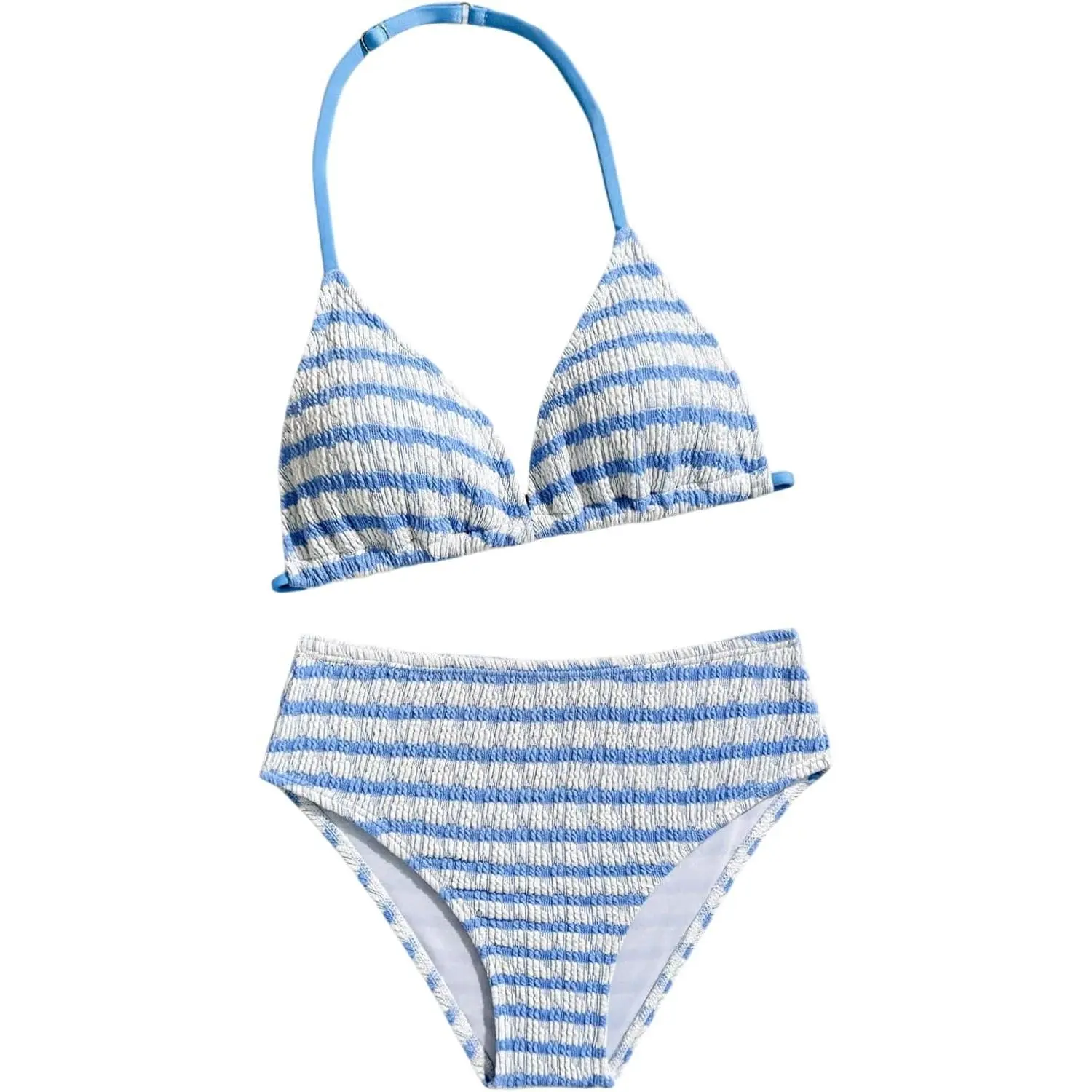 Girl's 2-Piece Tie Dye Smocked Backless Halter Swimsuit Set - Halter Bikini Top, Cute Brief 2-Piece Swimsuit, Two Piece Swimsuit
