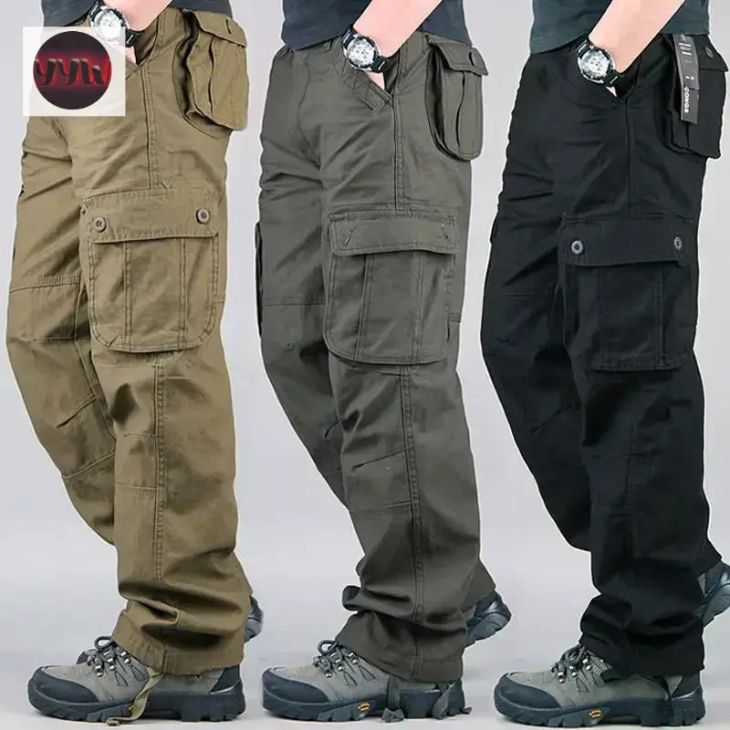 YYW1 Men's Heavy-Duty Tactical Cargo Pants - Baggy Oversized Loose Menswear, Camouflage Print Cotton Tear-Resistant, 6 Pockets, Large Rise for Hiking Construction Outdoor 2025, Outdoor Work