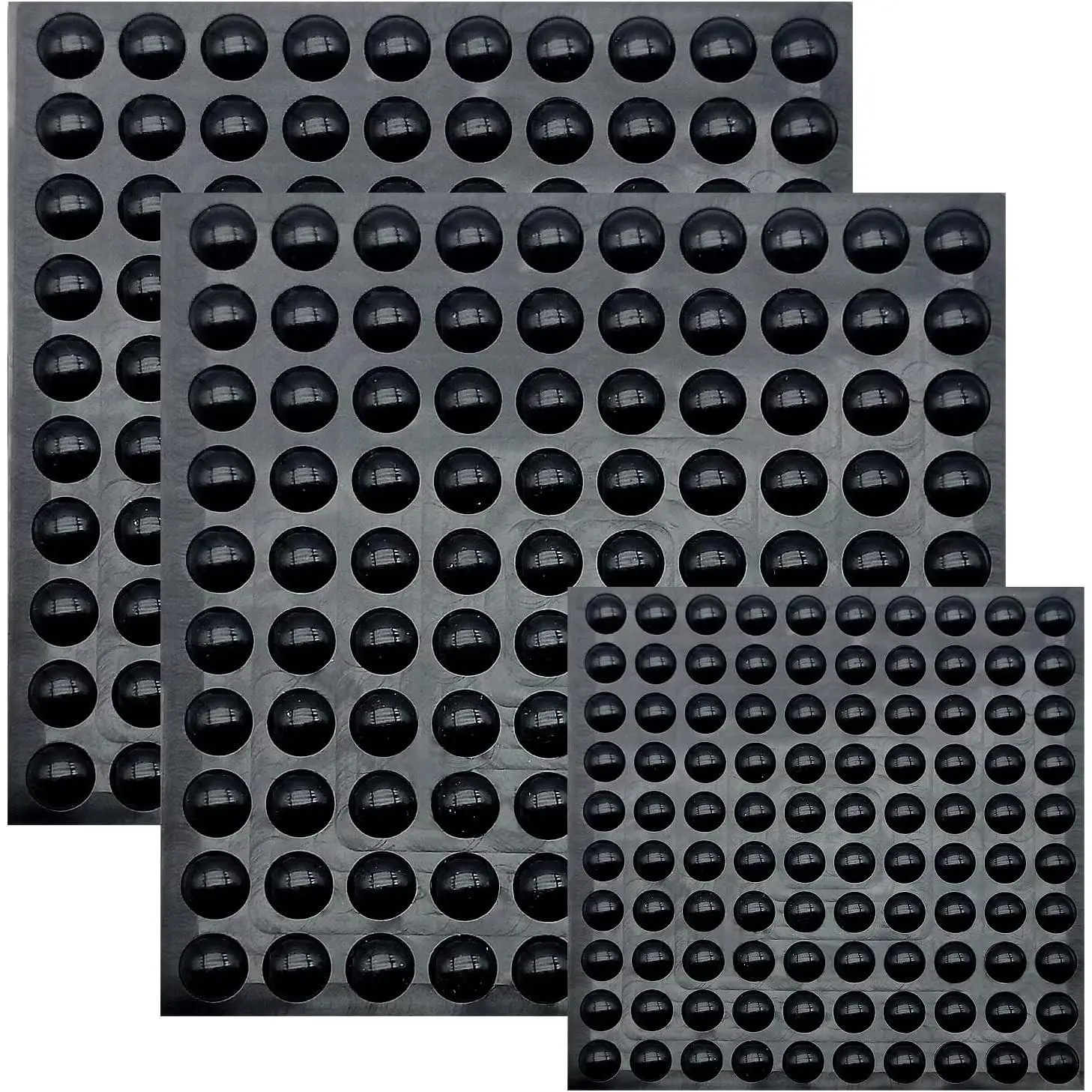 300 Pcs Combo Pack Clear Adhesive Bumper Pads, 3 Sizes Round Self Adhesive Sound Dampening Transparent Rubber Feet Pads for Cabinet Doors Drawers Glass Tops Picture Frames Cutting Boards,Black