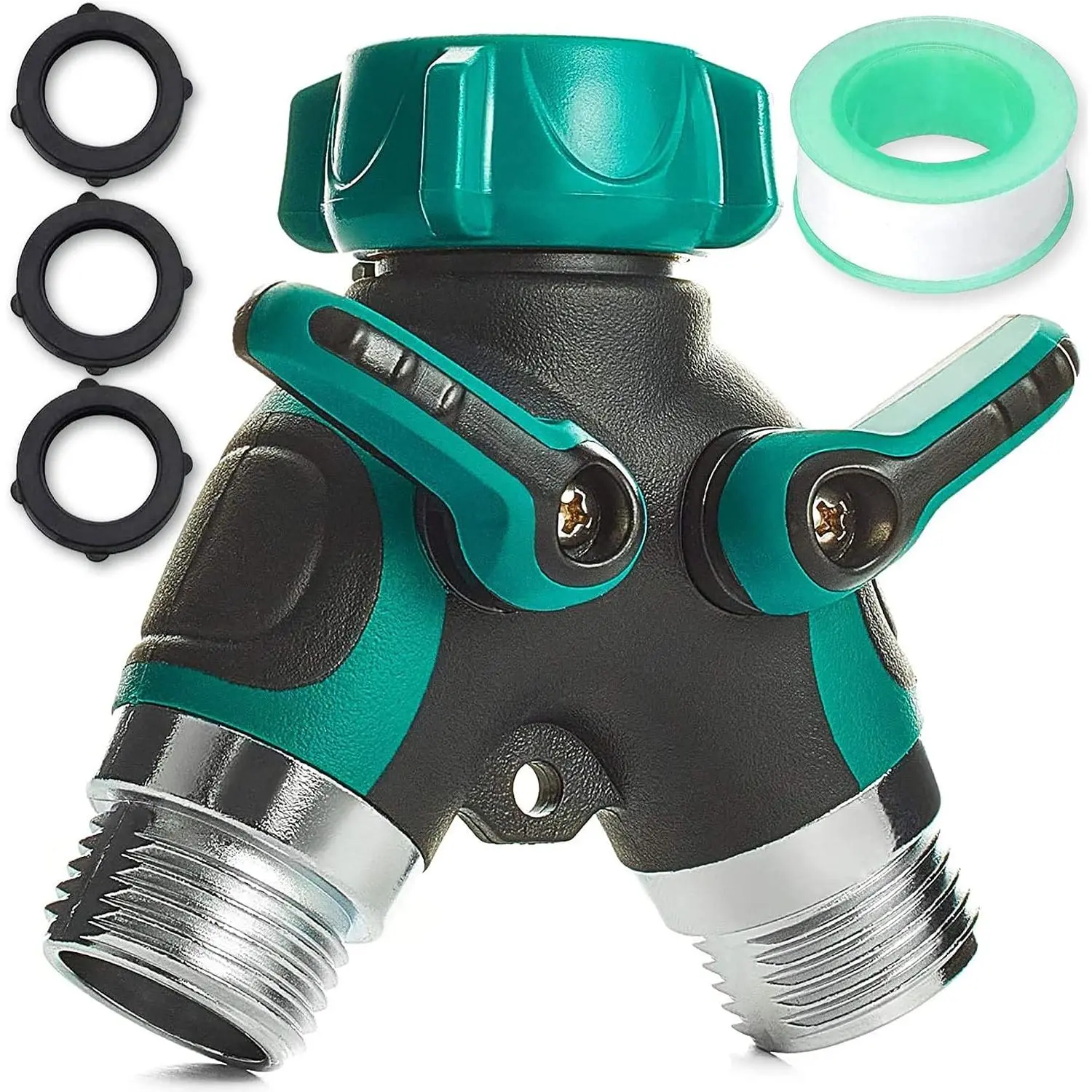 Garden Hose Splitter 2 Way Heavy Duty,  & Durable Garden Y Hose Splitter Connector Metal , Faucet Splitter, Hose Adapter, Water Tap Outdoor, Two Way Double  Hoses Splitter