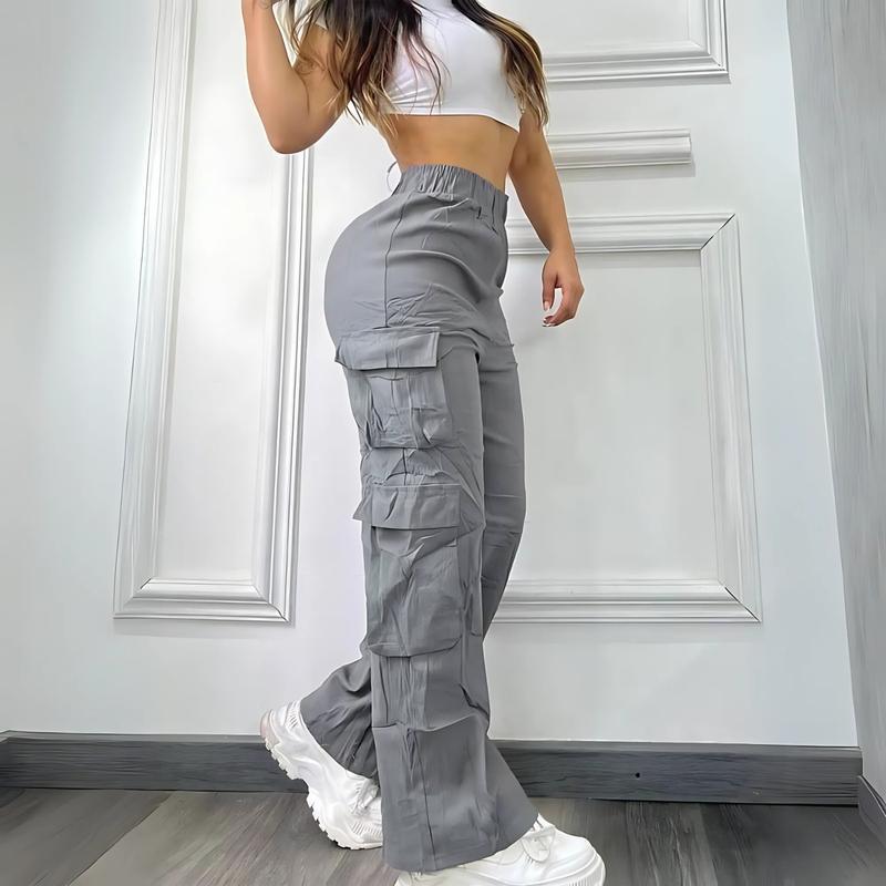 Casual Cargo Pants for Women - 2026 Fashion Multi-Pocket Solid Color Long Pants - Street Style - Cargo Pants for Women Streetwear