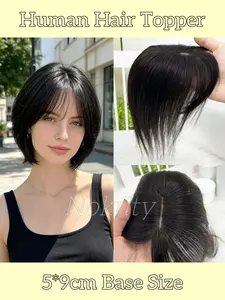 Human Hair Toppers for Women, 360 Degree 3D Bangs, Real Human Hair, Invisible Lace Topper, Hair Pieces for Thinning Hair, 1 PC