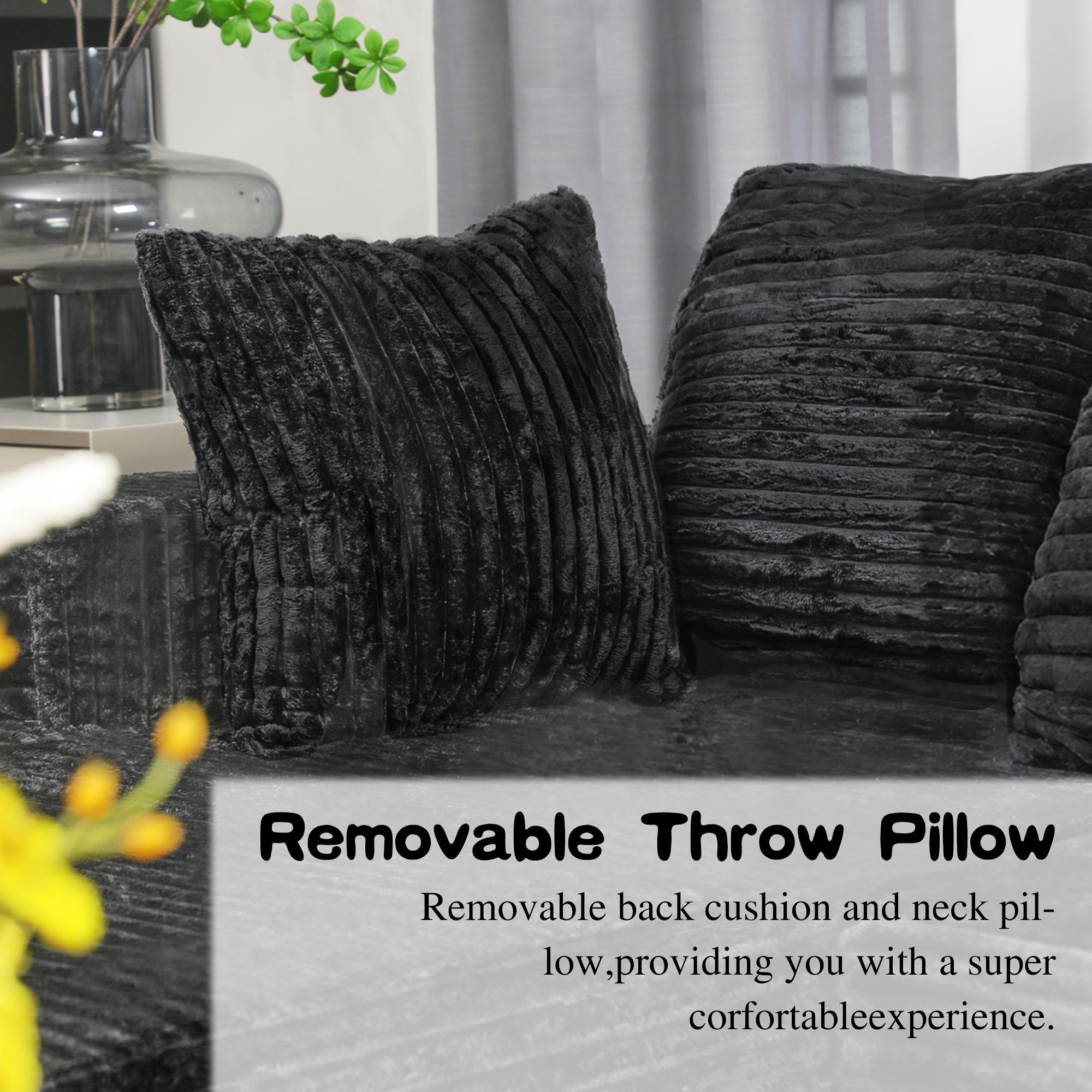 110" L-Shaped Sectional Sofa, Corduroy Chaise, Memory Foam, Modular Design, Living Room Storage