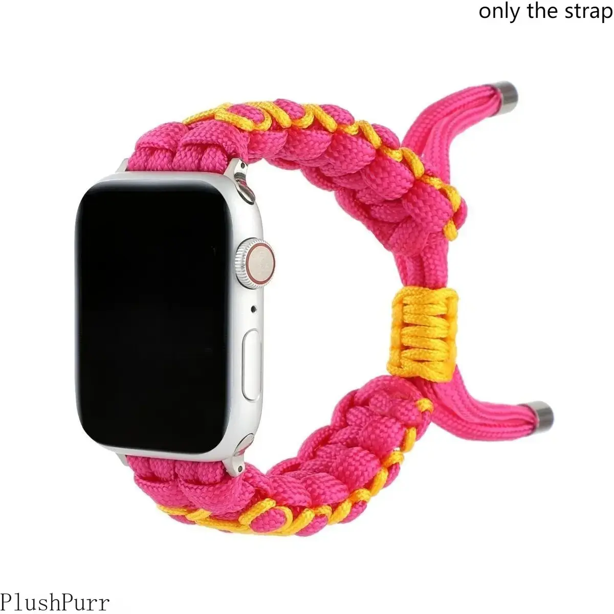Paracord Hand Braided Nylon Watch Band, Durable Sport Style Wrist Strap for Apple Watch, Compatible with Series 1-11 Ultra SE (No watch) Wearable tiktokshopbacktoschool