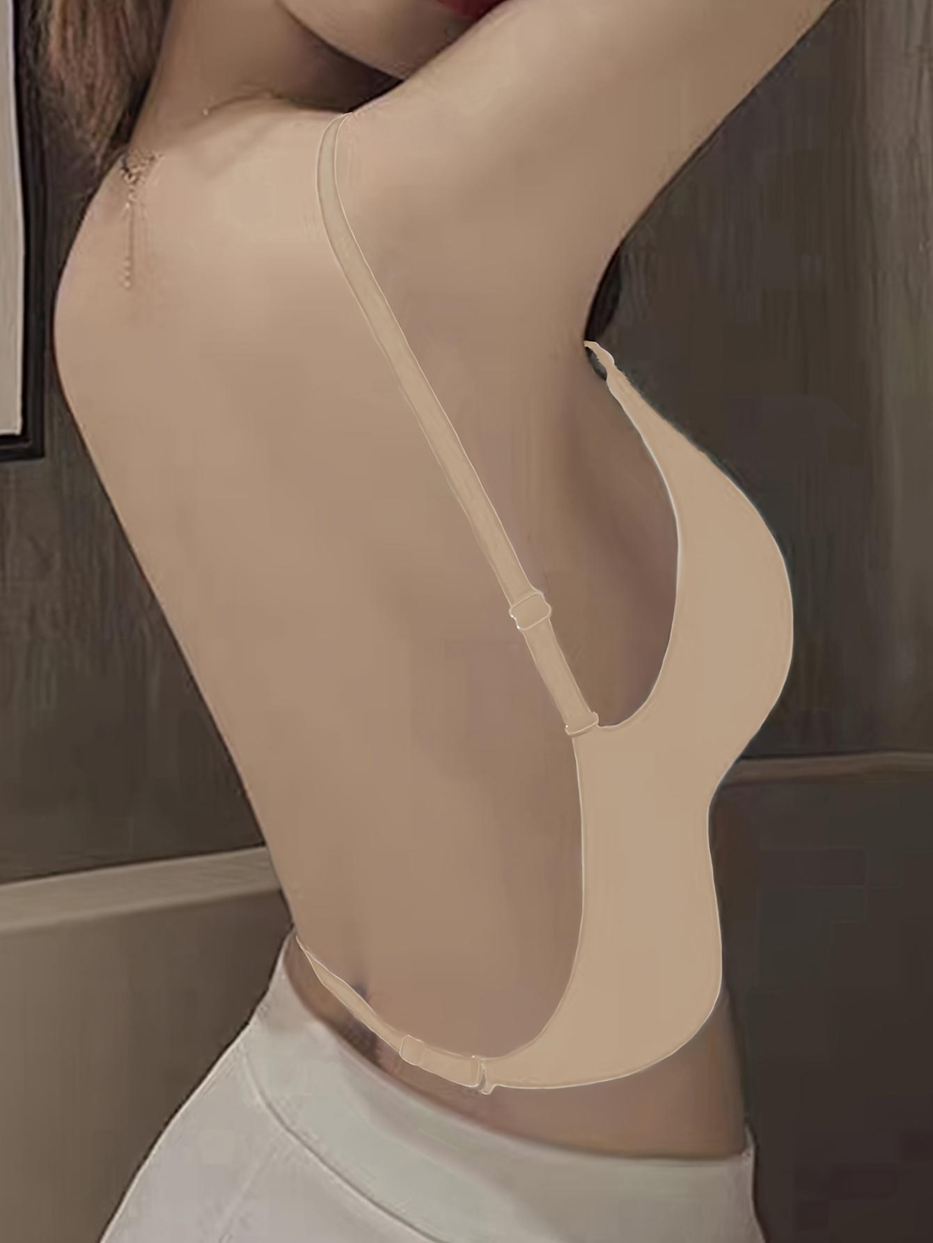 1-Pack Multi-Style Backless Bra for Women with Small Chests, Push-Up U-Shaped and X-Shaped Backless Design, Detachable Straps, Seamless