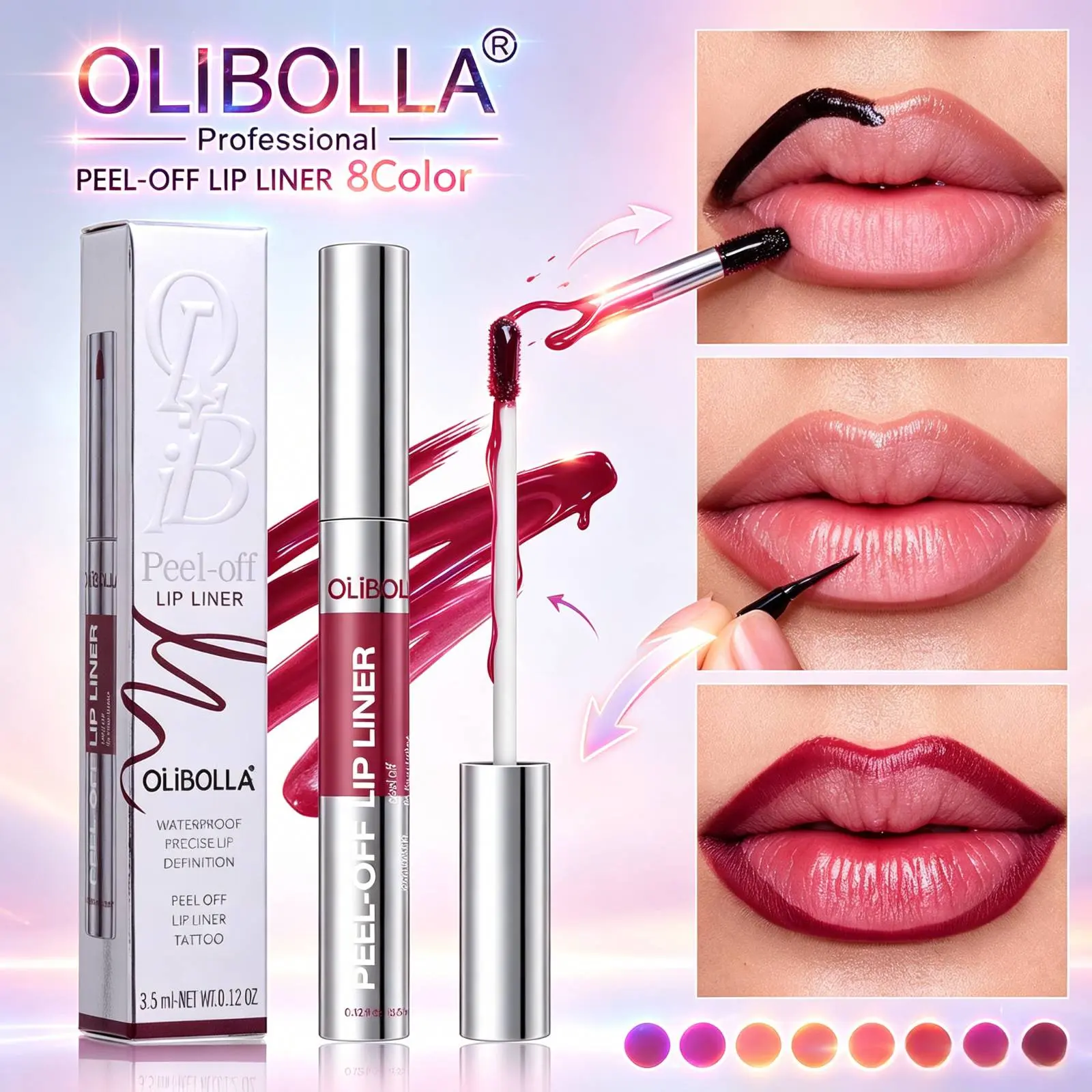 8 Colors Matte Peel Off Lip Liner Singles Tattoo Lipstick , Waterproof Peel Off Lip Tint Lip Stain, Long Lasting Precise Lip Edge Definition Makeup for Daily Club Party DIY LIP GLOSS
