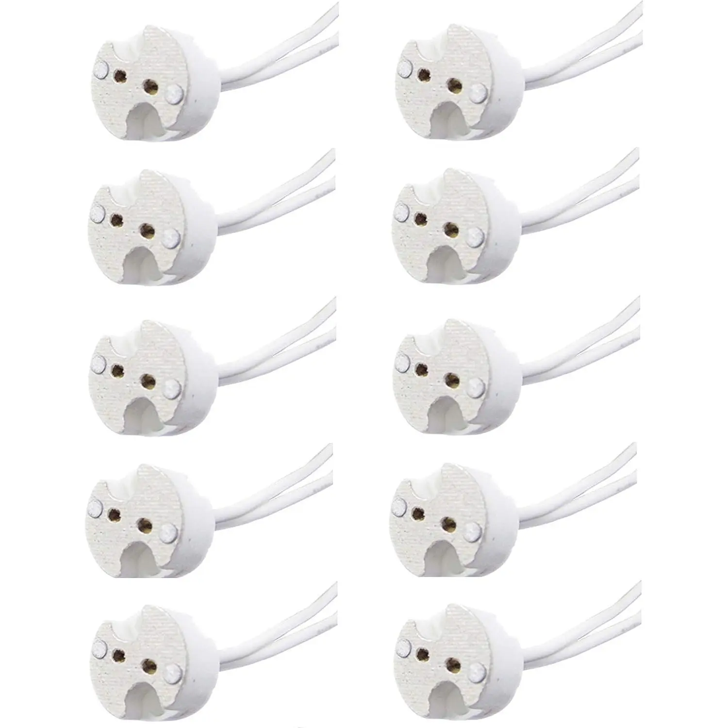 10 Pack MR16 Light Socket for Halogen and , fits  GU5.3 Sockets, Ceramic Base with Silicon Wire Also fits MR11 and G4 (Pack of 10)