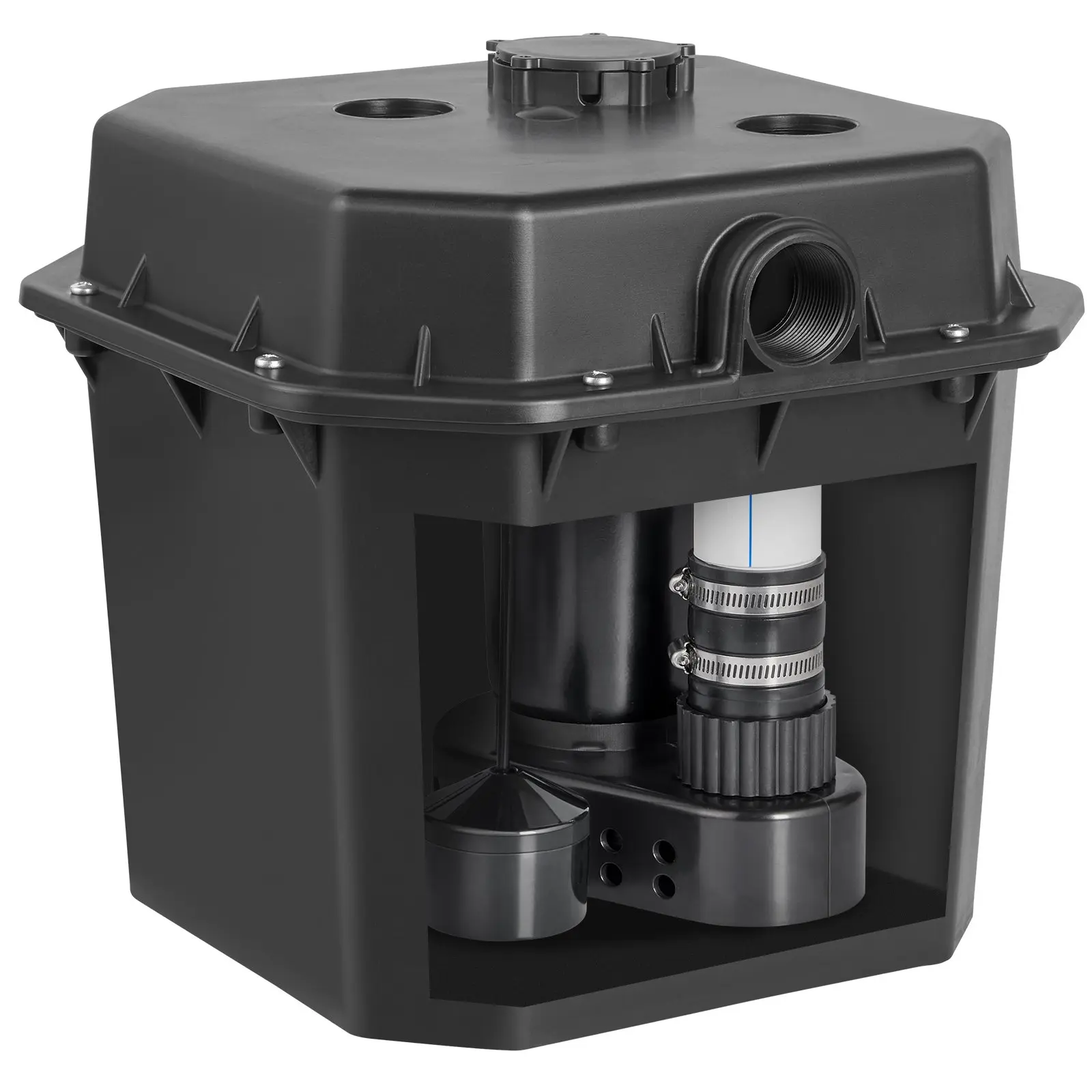 【DealsForYouDays】VEVOR Utility Sink Pump, 1/2 HP, 120-Volt, 3500 GPH Flow, 28 ft Head, Under-Sink Sump Pump System with 6 Gallon Basin, Automatic Utility/Laundry Sink Pump, Drain Pump with 1-1/2" NPT Outlet, Black