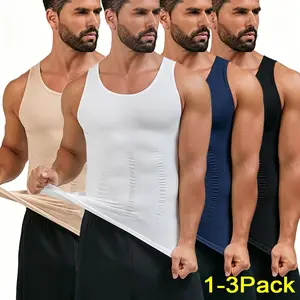 1/2/3 Pack Mens Body Shaper Vest, Gynecomastia Compression Shirts, Tummy Control Undershirts Muscle Tank Top Workout Shapewear