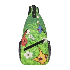 Pikmin Chest Bag Large Capacity Lightweight Sling Bag for Daily Commute Outdoor Camping Business Travel, Cartoon Casual Pikmin Merch Shoulder Backpack for Tablet, Gift for Men Women Kids