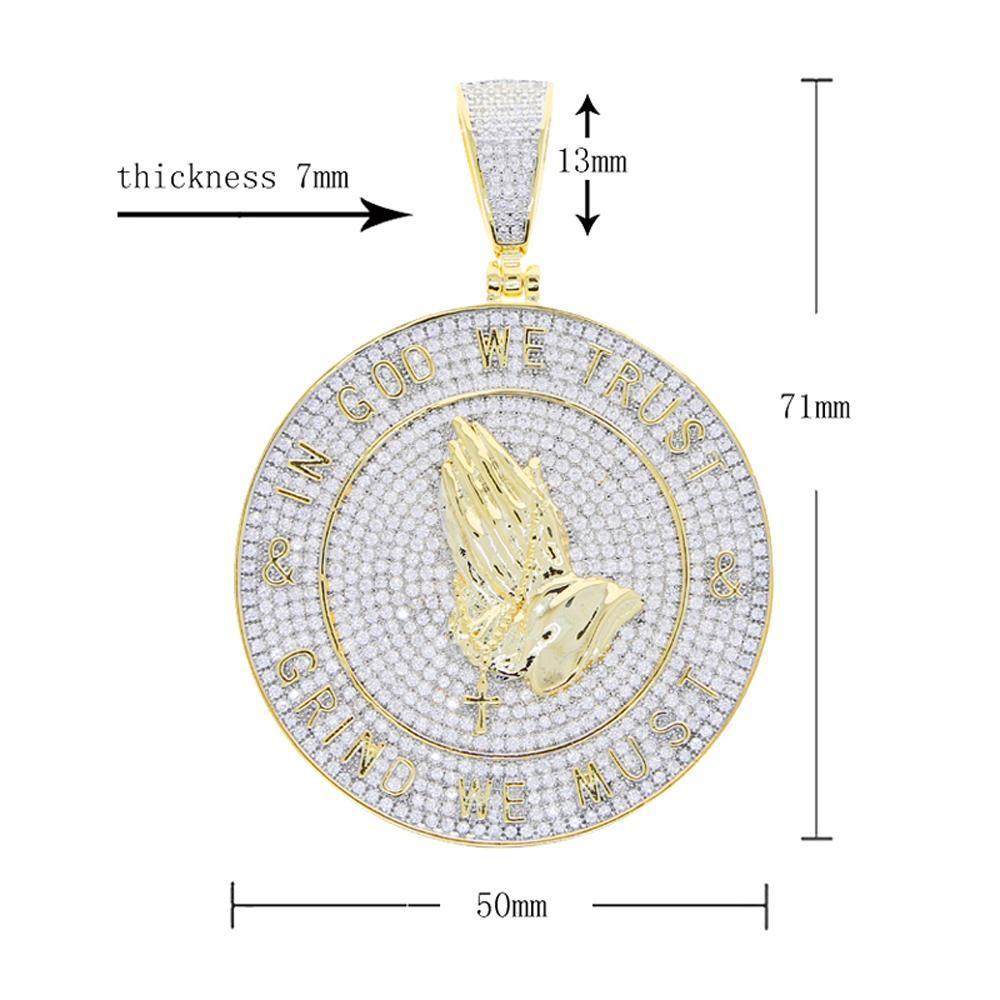 2025 New Iced Out Bling Round Letter Pendant Necklace Full Paved 5A CZ Cubic Zirconia Badge Charm Fashion Hip Hop Men Jewelry