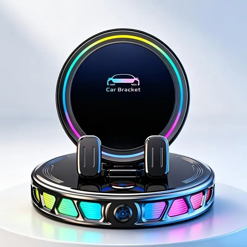 Car Phone Holder with Electric Magnetic Wireless Charging, RGB Ambient Light, Ultra-Stable Vacuum Suction - Rotatable Detachable Magnetic Phone Mounts & Holders, Wireless Charging Car Mounts, Magnetic Rotatable Detachable Mounts & Holders