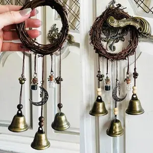 1 Piece Witch Protection Pendant Metal Bell Door Handle Window Frame Balcony Porch Garden Decoration Halloween Christmas Venue Decoration