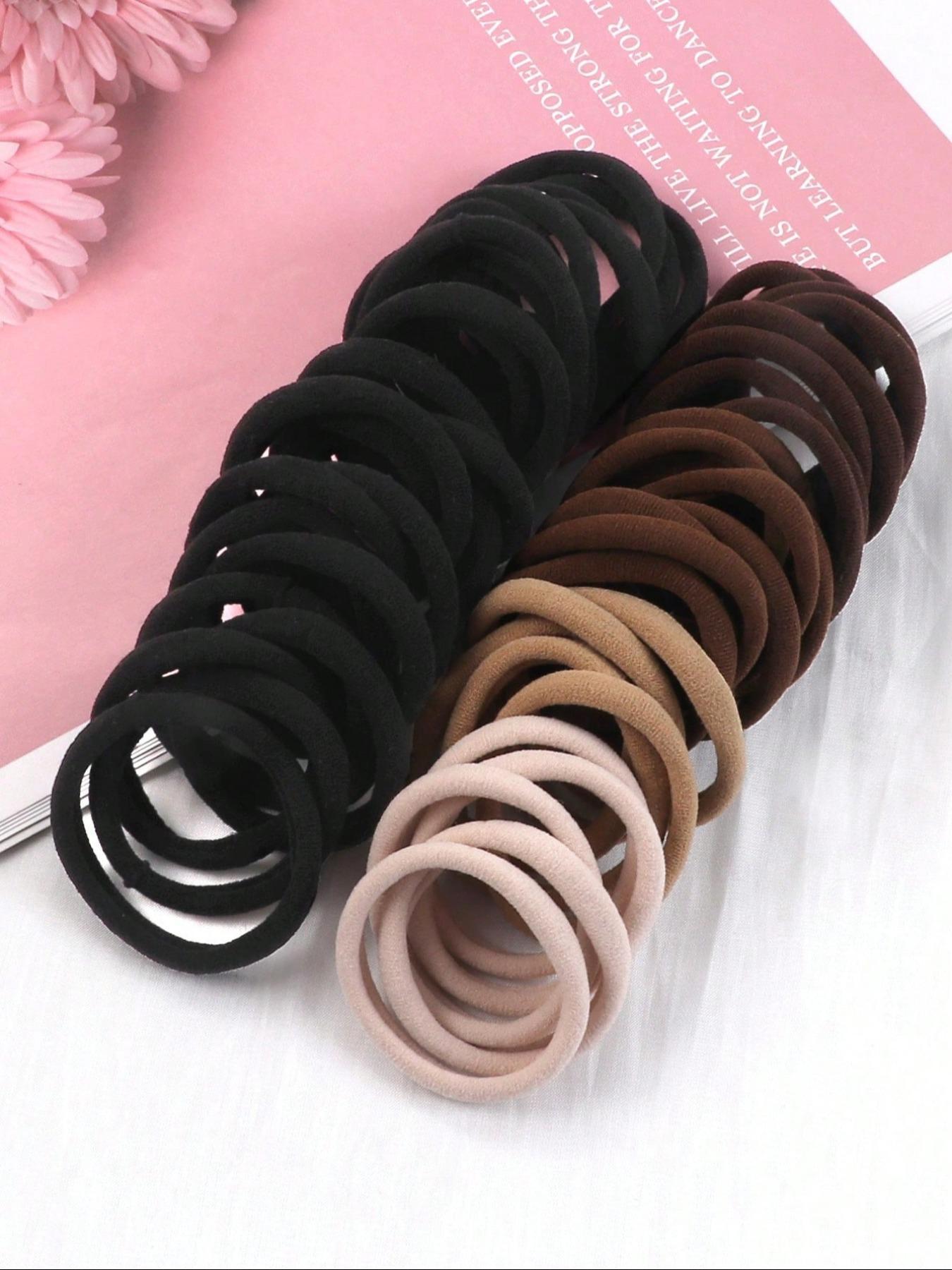 50pcs Solid Color Hair Tie, High Elasticity Hair Tie, Hair Accessories for Women & Girls, Minimalist Headwear Rubber Bands Suitable for Thick Hair Styling, Rubber Bands, Elastic Hair Accessory