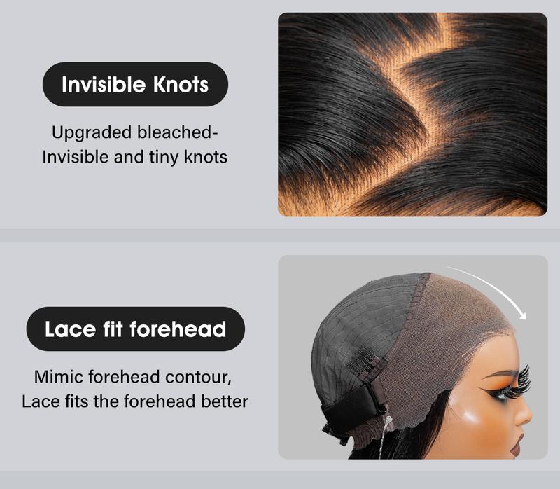 Wavymy 360 Straight Invisi Drawstring Wear Go Glueless Pre-Bleached And Pre-Cut Lace Glueless Wigs Flexi-Fit  Glueless Water Wave Wigs 180% Density