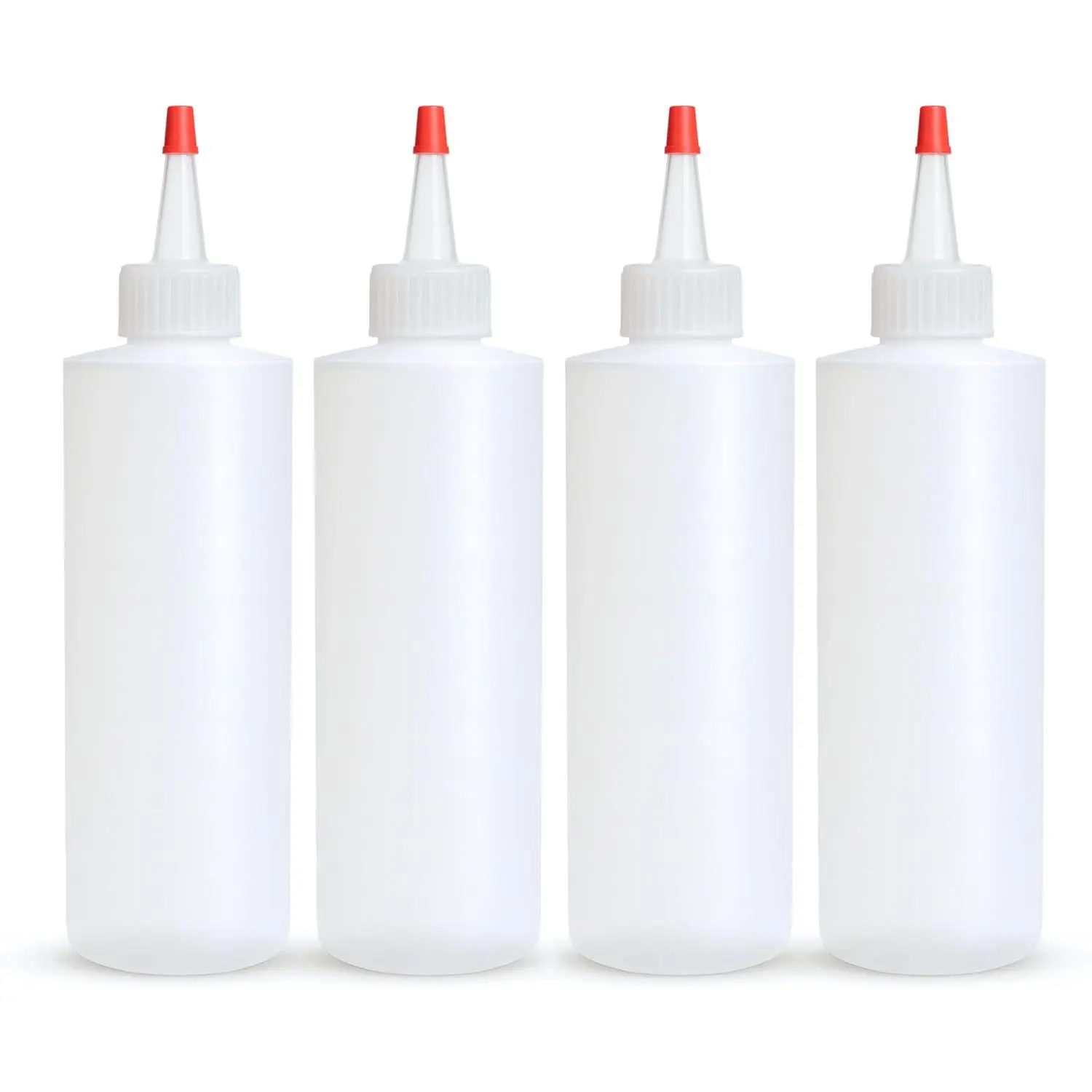 Condiment Squeeze Bottles, 4 OZ Empty  Bottle, Red Top Cap, Leak Proof - for Ketchup, Mustard, Syrup, Sauces, Dressing, Oil, Arts & Crafts,  Plastic - 4 PACK