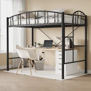 Space-Saving Twin Loft Bed for Kids & Teens – Heavy Duty Metal Frame – Arched Guardrail & Secure Ladder – No Box Spring – Perfect for Shared Bedrooms, Small Spaces, or Dorms