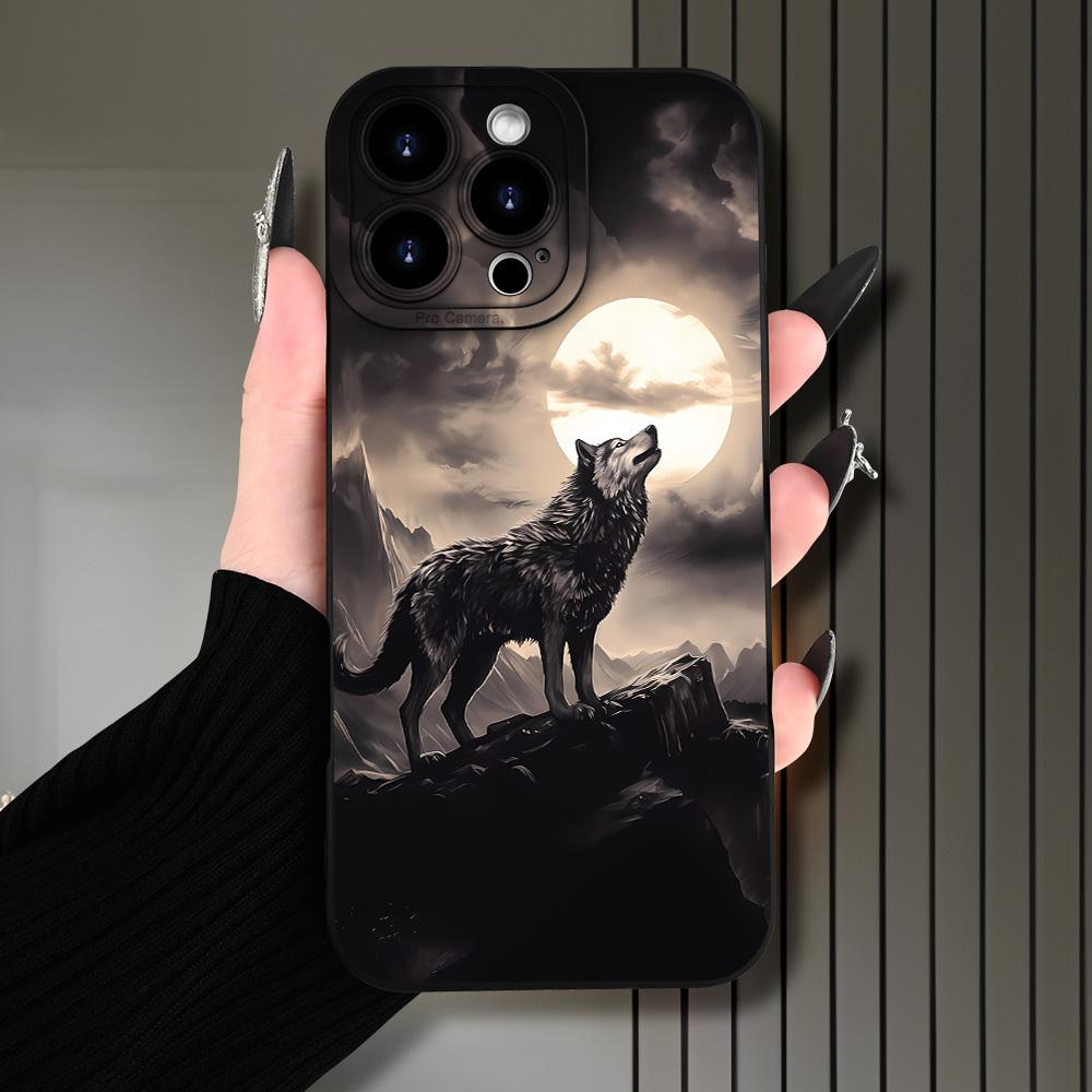 creative wolf howl pattern phone case for iPhone 16/15/14/13/12/XS/ Plus/Pro/Max/Mini - stylish design suitable for both men and women, perfect gift for friends, family, boyfriend or girlfriend