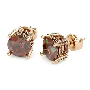 D-coffee round cut vintage style stud earrings