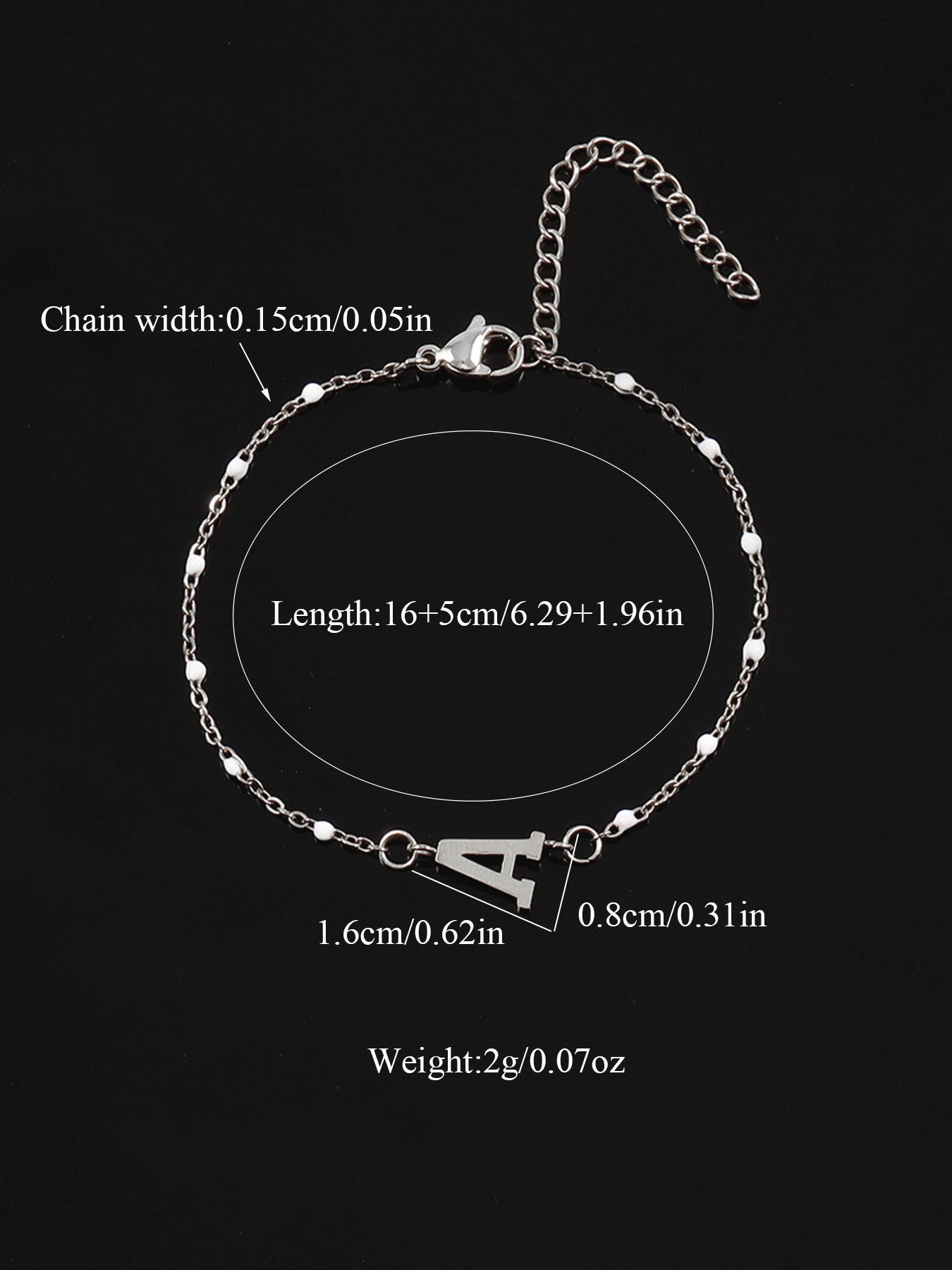 Summer Fashion Letter Detail Link Bracelet, Summer Jewelry, Stainless Steel High Quality Bracelet for Women for Party, Daily Clothing Decor, Trendy All-match & Exquisite Jewelry for Birthday Gift, Gifts for Wife, Fashionable Jewelry