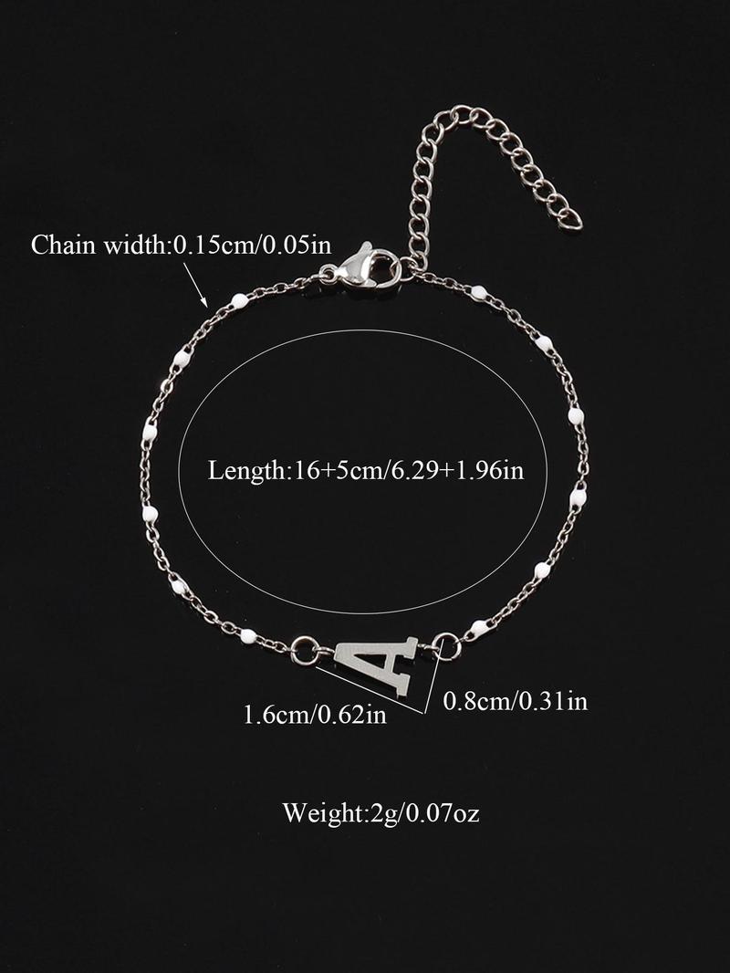 Summer Fashion Letter Detail Link Bracelet, Summer Jewelry, Stainless Steel High Quality Bracelet for Women for Party, Daily Clothing Decor, Trendy All-match & Exquisite Jewelry for Birthday Gift, Gifts for Wife