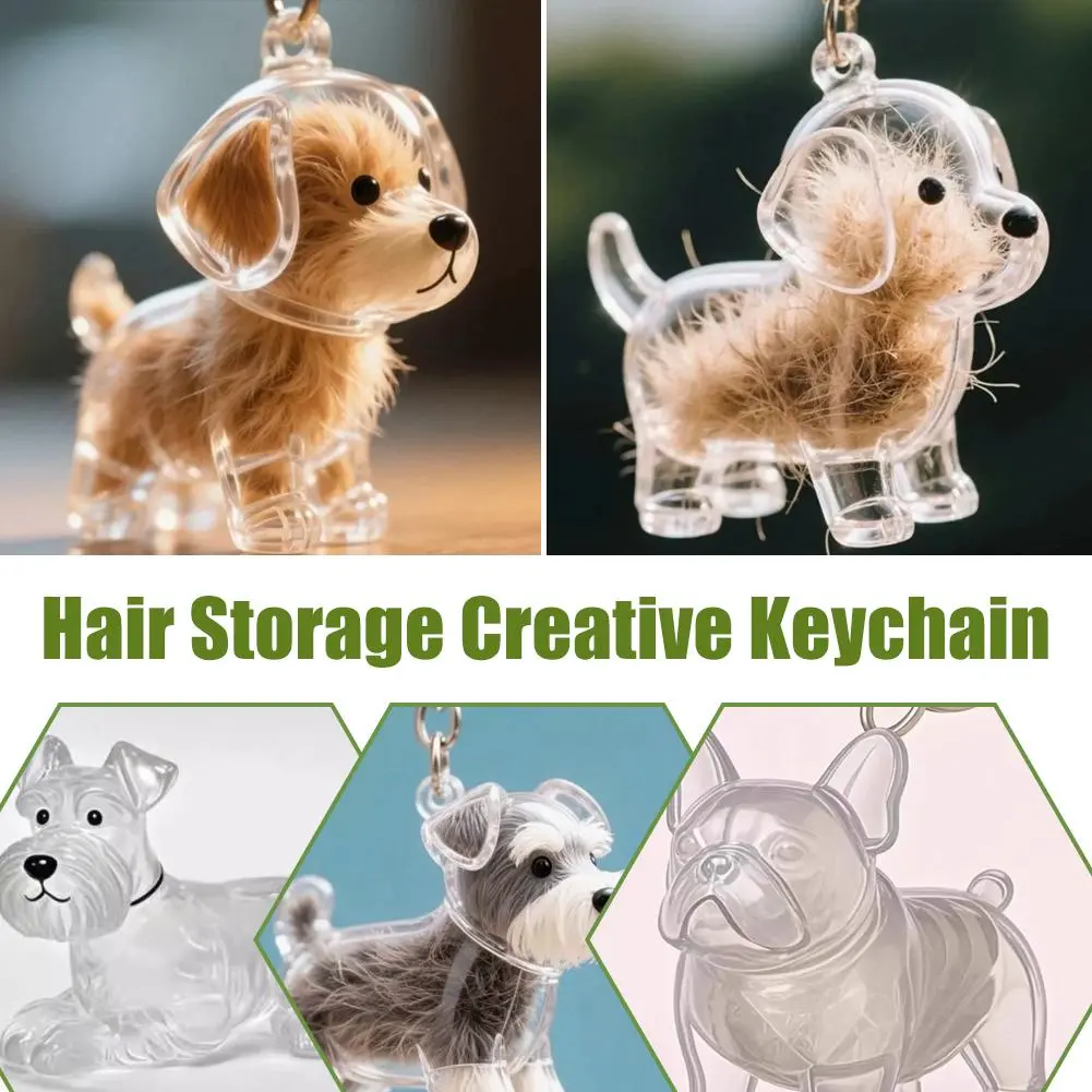 Transparent Pet Hair Keychain - Compact Memorial Gift, Considerate Sympathy Gift with Hidden Compartment, Cute Dog Fur Keepsake Holder for Small Items, Easy to Use and Clean