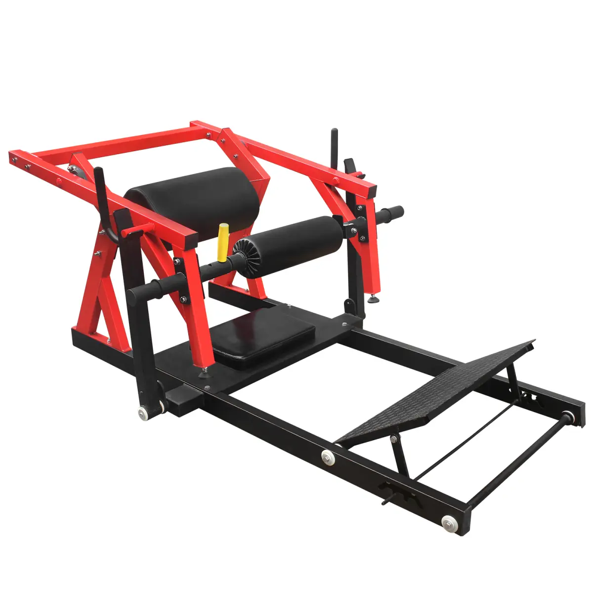 Heavy Duty Hip Thrust Machine, Steel Glute Bridge Frame for Glute Building, Butt Exercise Equipment with Adjustable Pedals & Weight Plate Holders for Home Gym