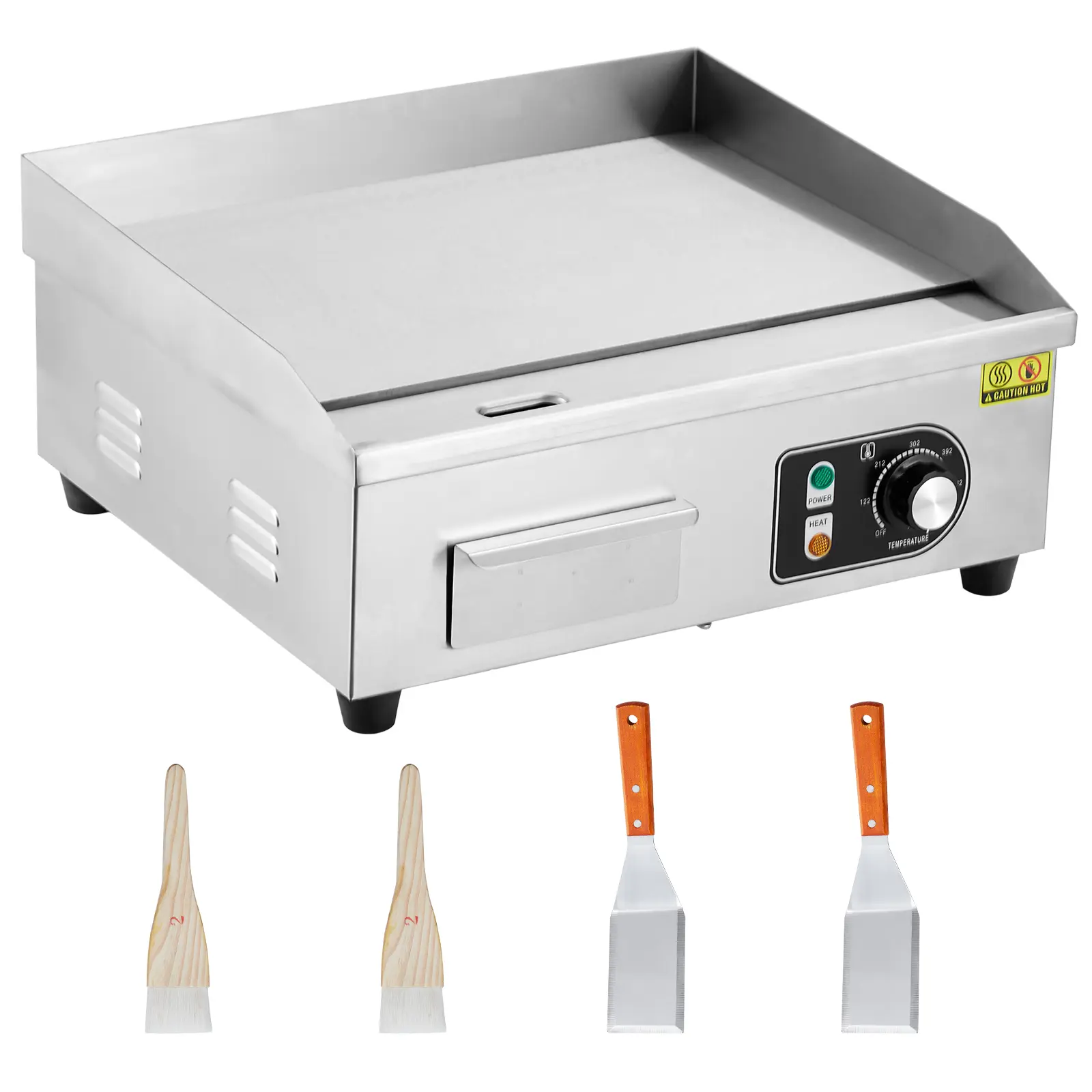 Gaomon-Electric Flat Top Griddle, High Power Stainless Steel Grill, 22 Inch Size, 3000W 110V, 122°F-572°F Adjustable Temperature, Nonstick Cooking Plate,Countertop Indoor Cooking, Commercial Restaurant, Household Teppanyaki Use