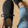 Korean Style Plain Round Toe Casual Breathable Shoes, Comfortable Textile Upper Rubber Sole, Medium Width Less Than Ankle Height, All-Season Women's Footwear, Rubber Soled Footwear