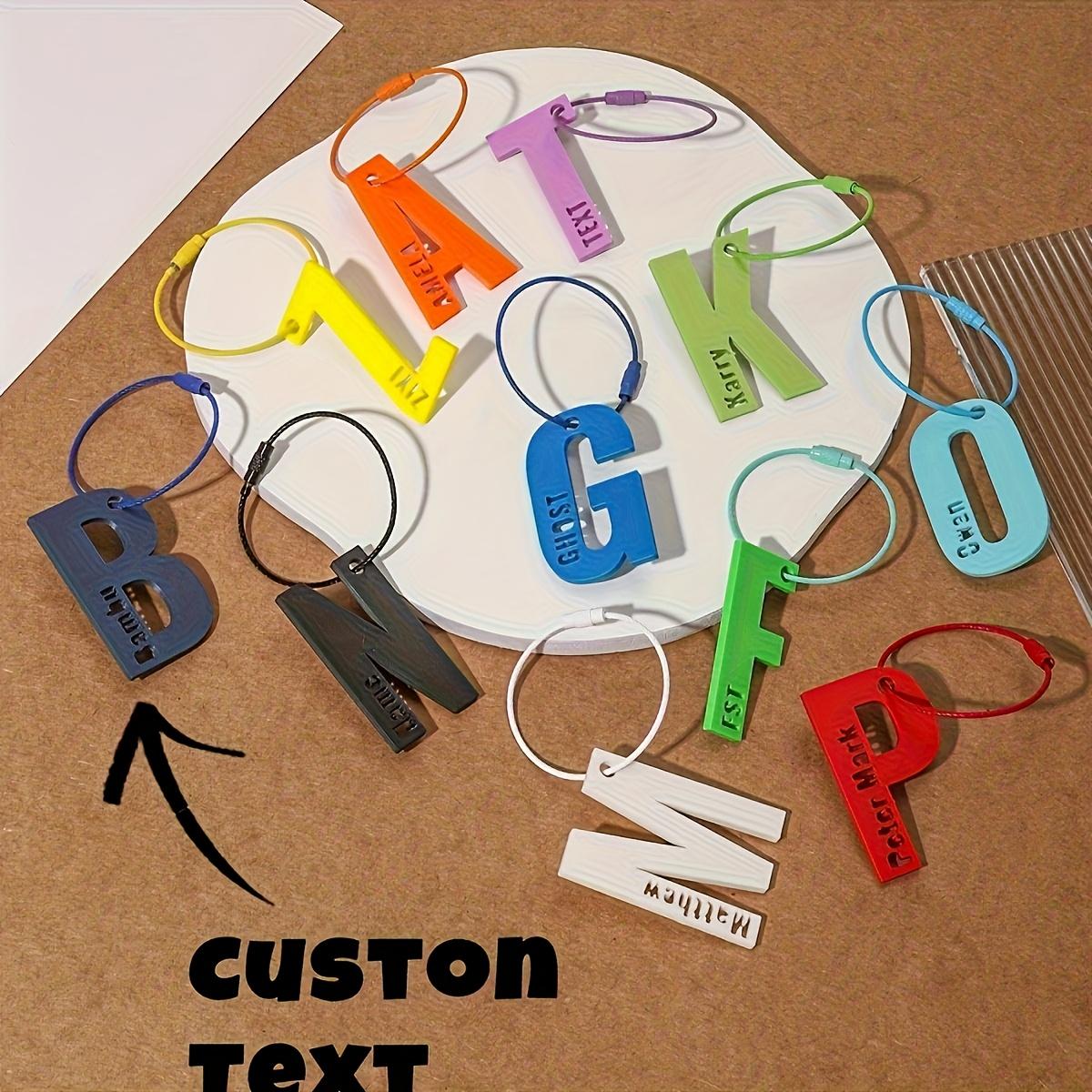 Acrylic Keychain Custom 3D Name Keychain - Personalized Initial, Light and Vibrant Colors: Pink, Blue, Green, Yellow, Red, Black, Gray - Elegant Minimalist Design - Birthday/Christmas/Easter Gift, Suitable for Women, Men, Couples - Durable Keyring