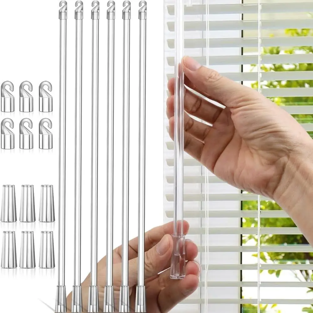 Blind Wand Replacement with Hook, 12 Inches Window Blind Tilt Wand with Hook and Grip (6 Pack)