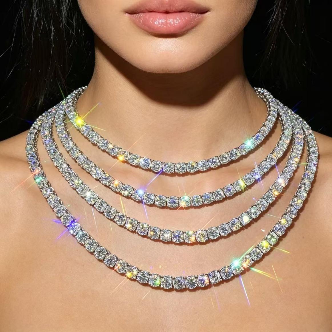 3/4/5mm Hip Hop Moissanite Tennis Necklace Ice Out VVS1 Diamond Chain Bling Bling Sparkling Jewelry Iced Out Chain Luxury Gift for Men Women Streetwear Jewelry 3/4/5mm Hip Hop Moissanite Tennis Necklace Ice Out VVS1 Diamond Chain Bling Bling Sparkling Jewelry Iced Out Chain Luxury Gift for Men Women Streetwear Jewelry