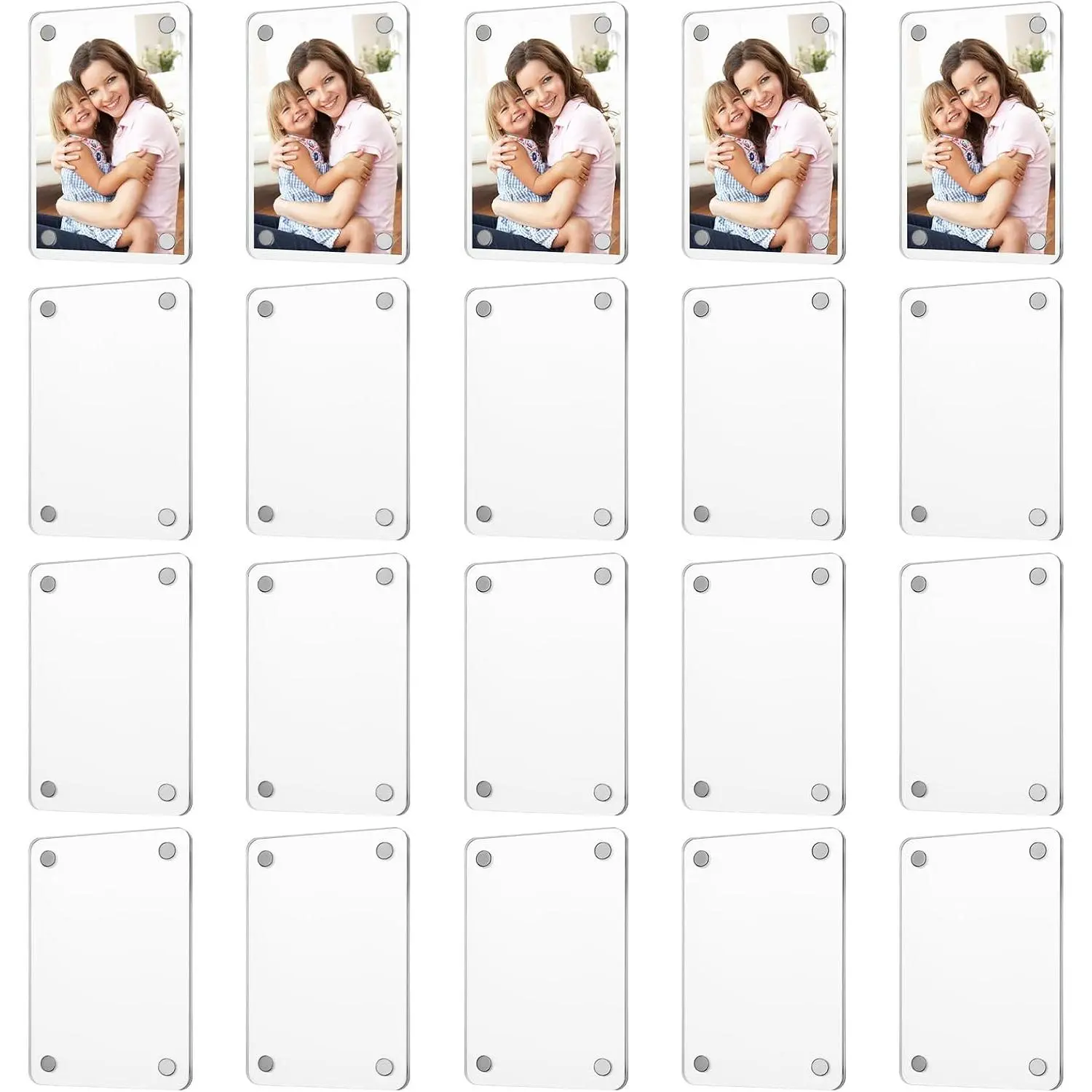 20 Pack  Fridge  Frame, Double Sided Clear Frameless Refrigerator  Photo Picture Frame for  Instax Mini, 2.36 x 3.54 Inch