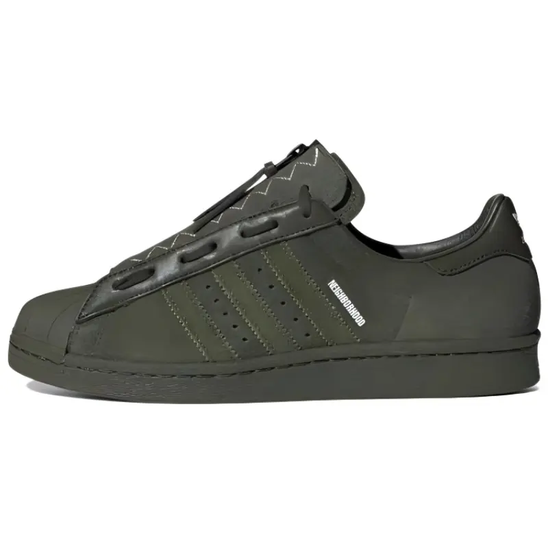 Neighborhood x Adidas Originals Superstar 80s Low-Top Sneakers – Suede Upper, Military Green, Unisex Verifiable, with credentials and supporting global authentication