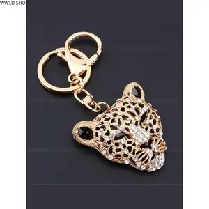 Leopard Head Rhinestone Keychain  Leopard Head Rhinestone Keychain for Women and Men, Alloy Pendant Key Accessory for Bags and Car Keys, Decorative Charm for Everyday Use