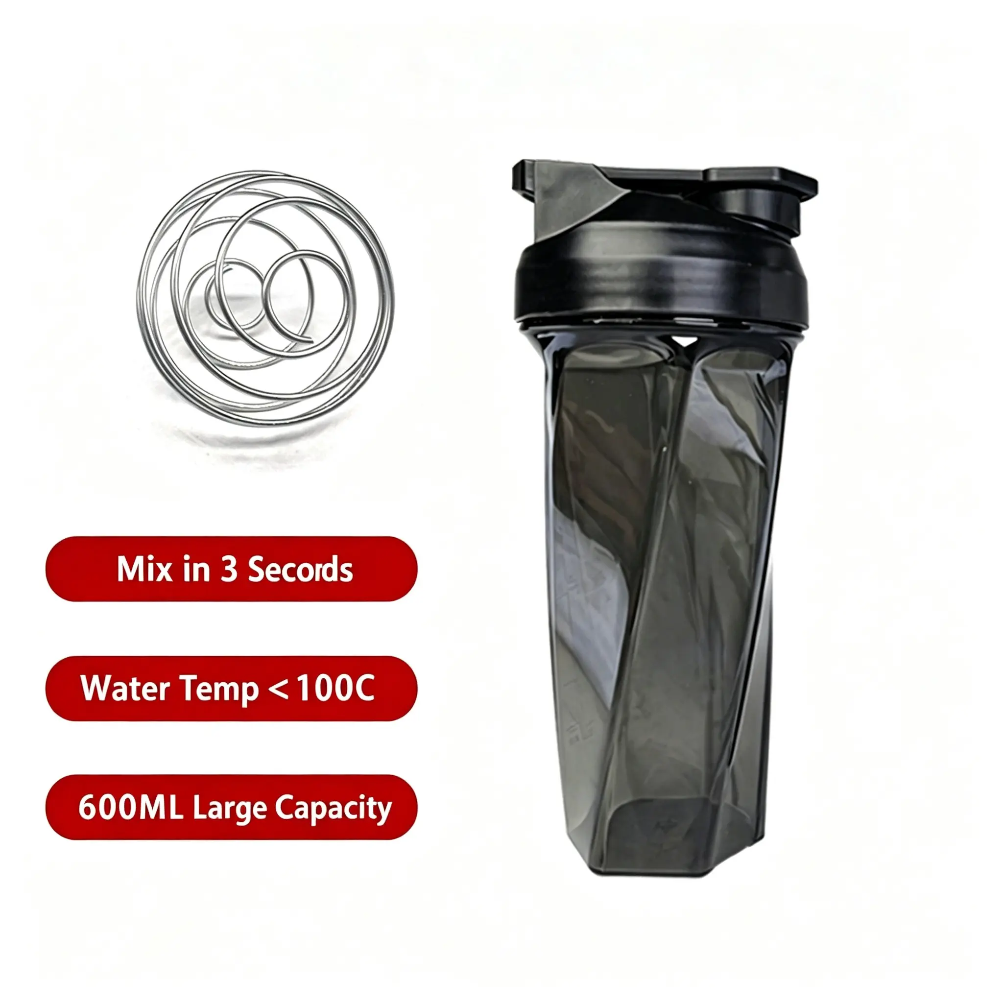 600ML Vortex Mixer Shaker Bottle for Protein Shakes, High Quality Tritan Material, Sports Water Bottle, Gym Essential, Protein Shaker Cups