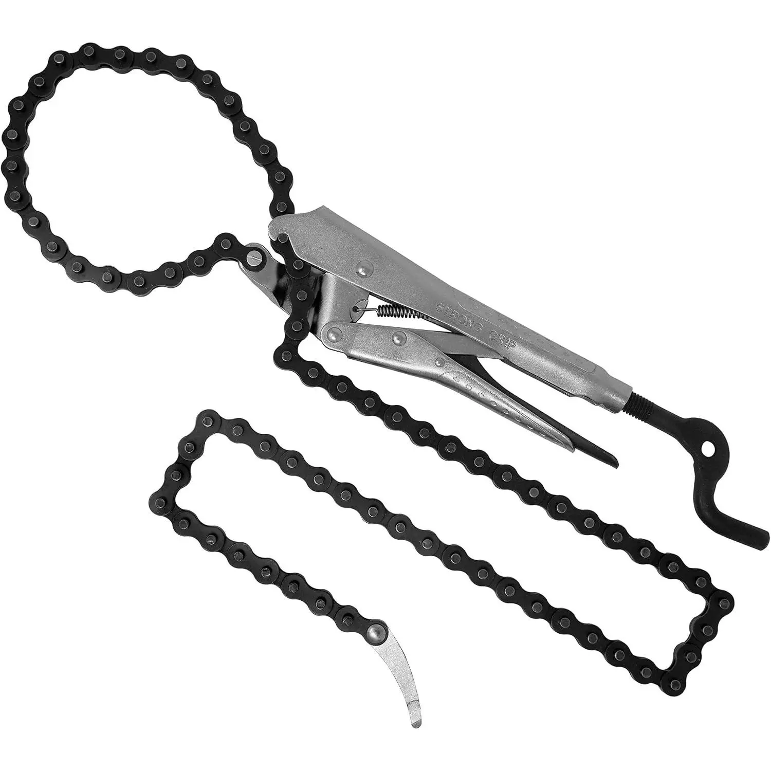 Locking Chain Pliers with Removable 48" Chain, Holds Up to 14" Diameter Pipes, Easy Open Crank Handle, Quick Release Trigger - Heavy Duty Pipe Wrench for Plumbing