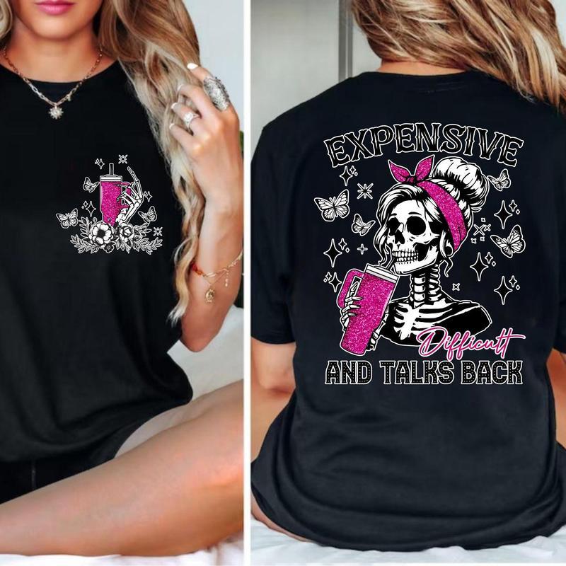 unisexSassy Humor T-Shirt for Women – Cotton Short Sleeve Tee Featuring Skeleton Designstiktok for you