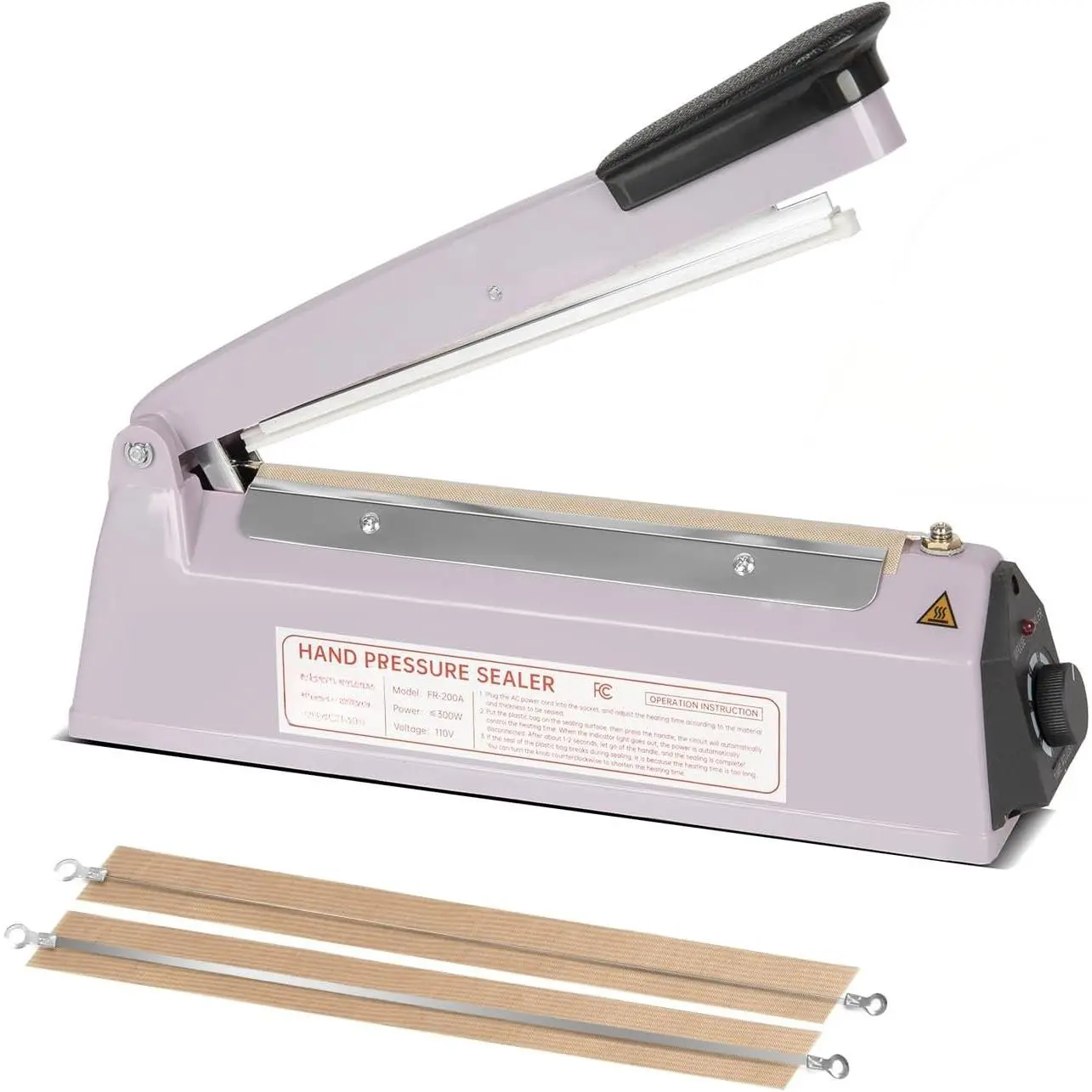 Impulse Heat Sealer with Hot  Wire, Manual Seal and Cut Shrink Wrap Machine for Soap, Bath Bomb, Bakery and  Packaging, 8-Level Timer, 2 Extra Replacements, (8 Inch,)