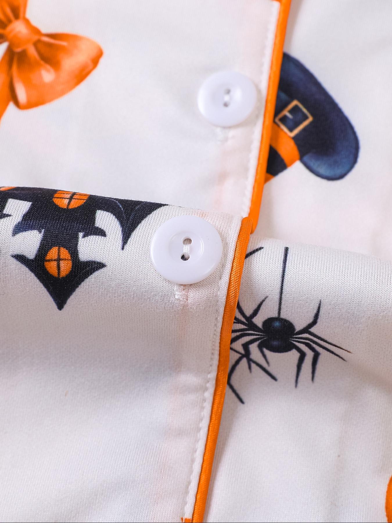 Women Christmas Pajama Set, Santa & Bowknot Tree Pattern, Short Sleeve Button-Up Shirt & Elastic Shorts, Casual All-Season Sleepwear Loungewear