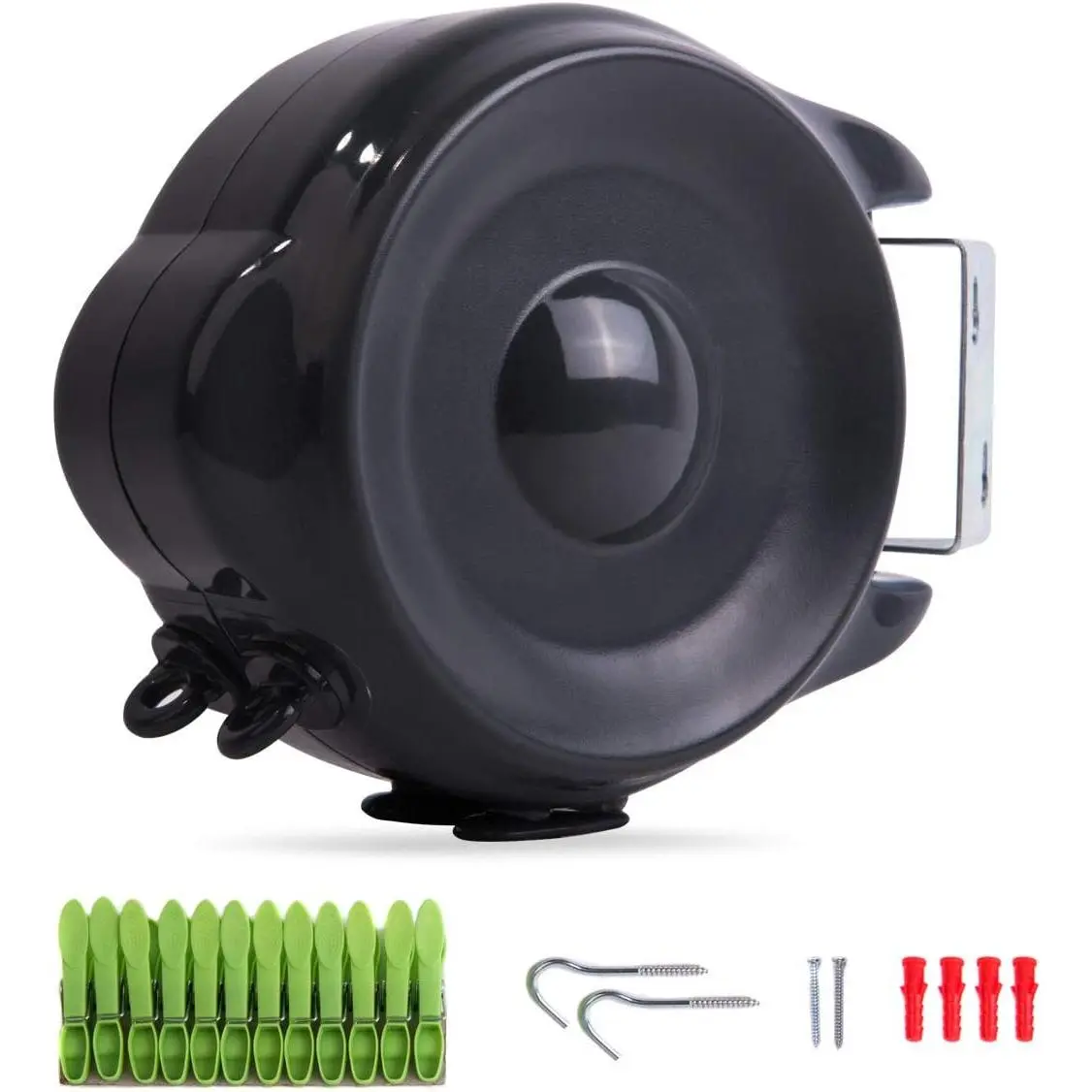 Retractable Clothesline Outdoor Indoor Laundry Line - 99 FT Double Lines Heavy Duty Wall Mounted Washing Line, 30M Portable Clothes Drying Line with 24pcs Free Pegs (Black)