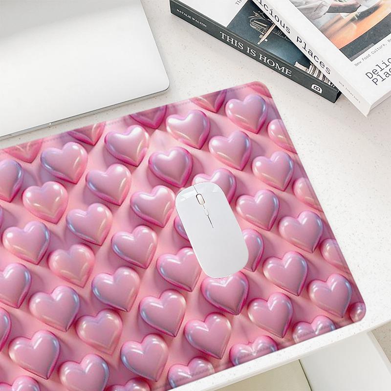 Heart Pattern Mouse Pad, Rectangle Gaming Mouse Pad, Office Desk Keyboard Mat for Home Office Game Room Desk, Cute Desk Accessories