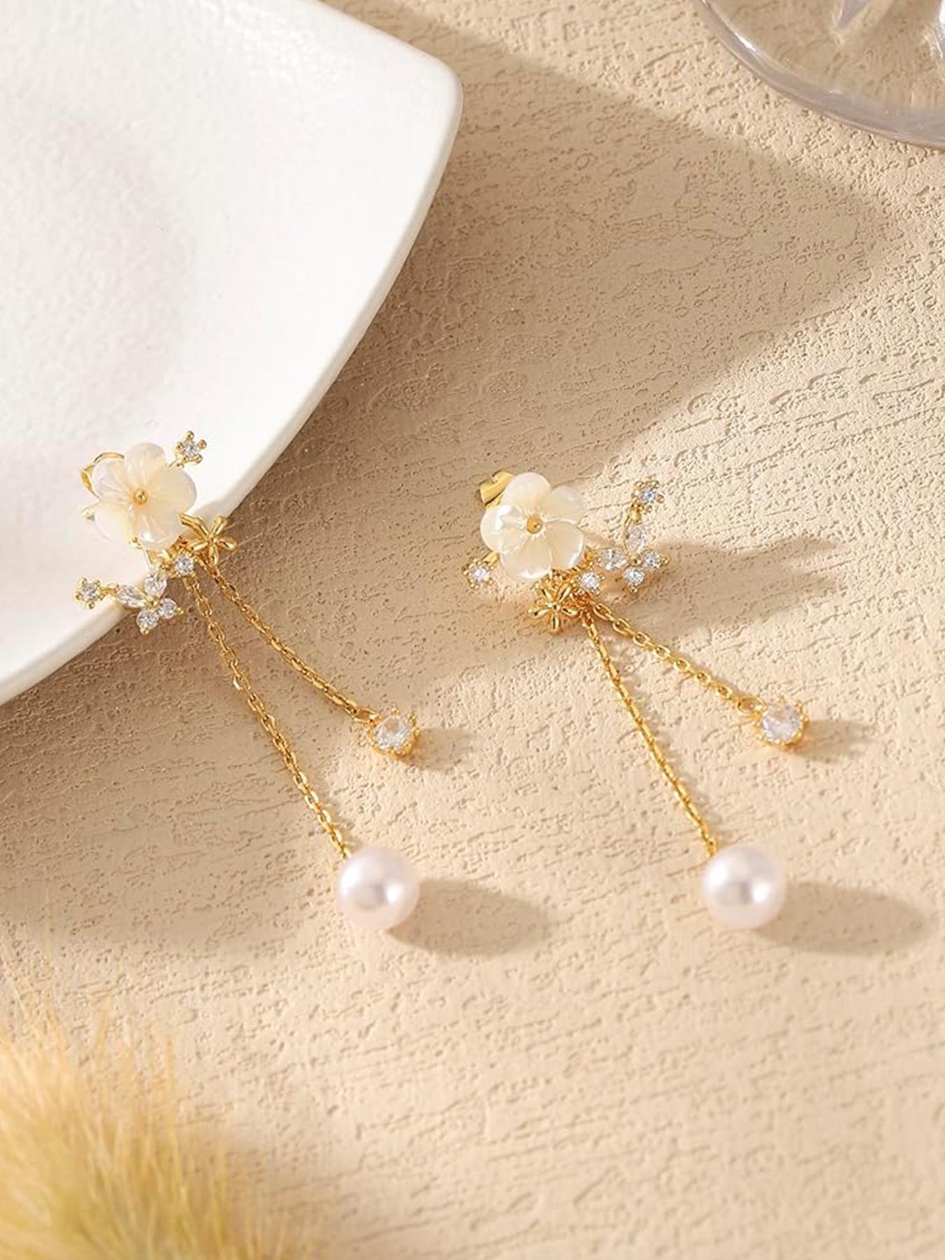 Mother's Day Gift Flower Design Dangle Earrings, Fashionable Dangle Earrings for Women, Trendy All-match & Exquisite Jewelry for Birthday Gift, High Quality Earrings