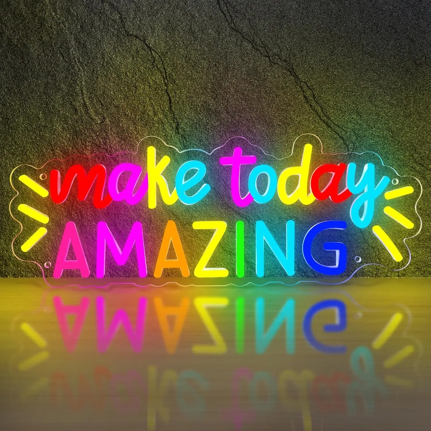 Make Today Amazing Neon Light, Classroom Wall Decor, Inspirational Letter LED Sign, Multicolor Glow, Party Wedding Home Birthday Decoration