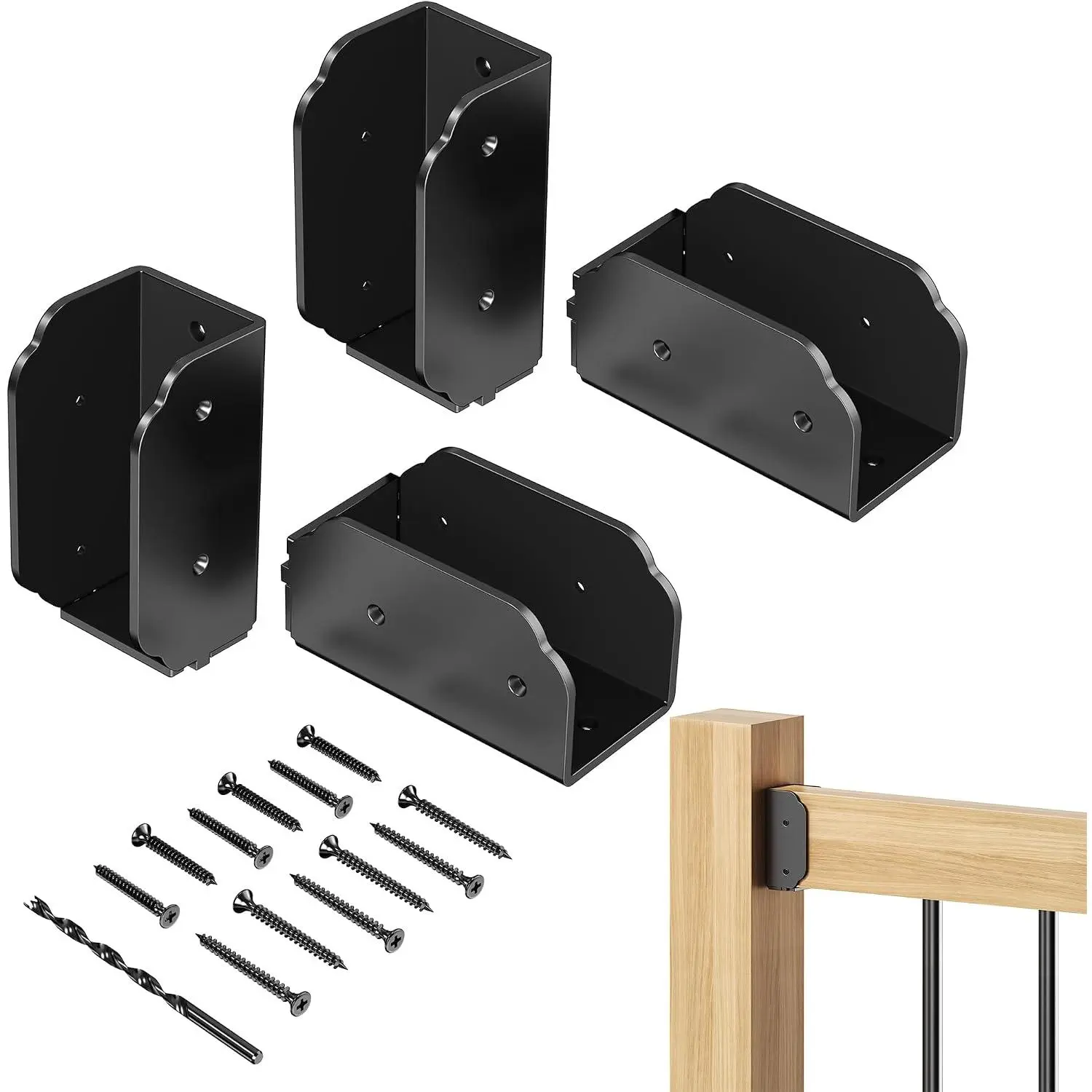 201 Stainless Steel Deck Railing Connector for 2"x4"(Actual 1.5"x3.5") |   Deck Rail Bracket to Handrail,Fence Railing Brackets, Barn and Beam end Handrail Connector