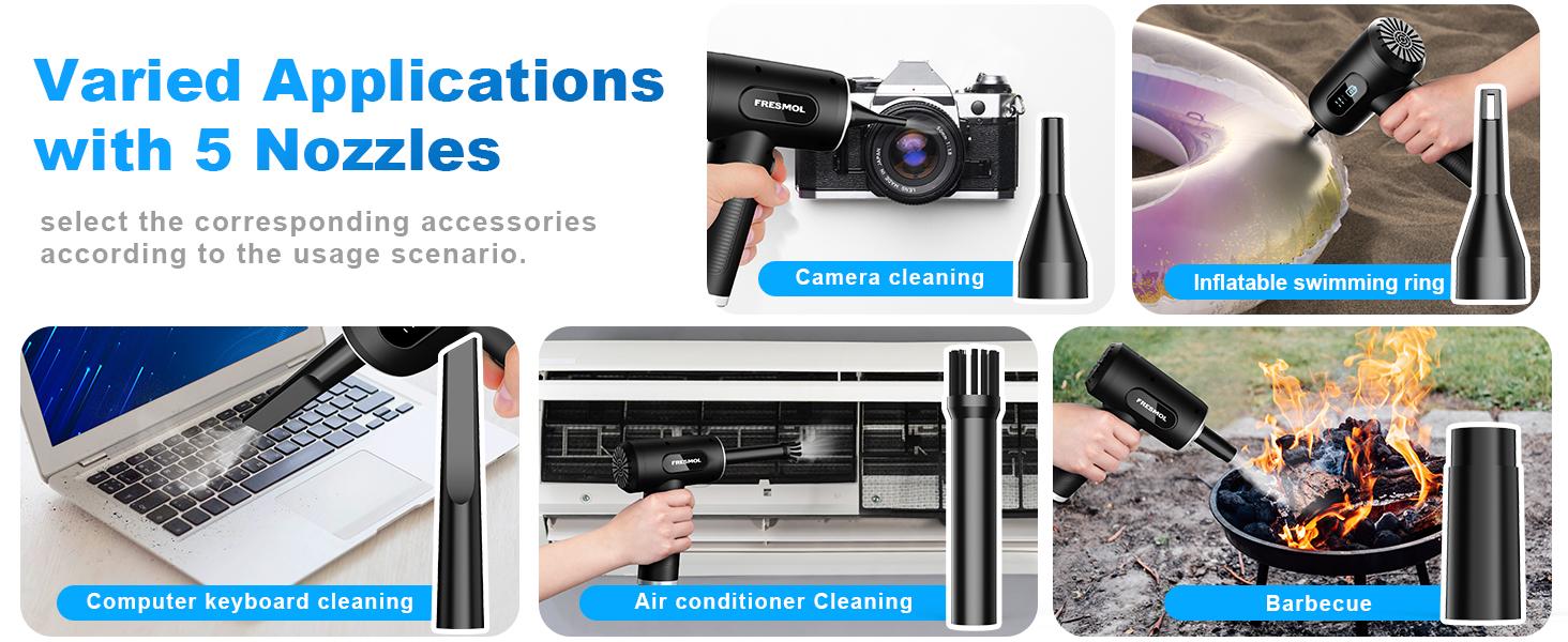 Compressed Air Duster-3 Gear Adjustable 100000RPM Electric Air Duster with LED Light, Rechargeable Cordless Air Blower for Keyboard Electric Devices Cleaning. Replaces Compressed Air Cans (Black)