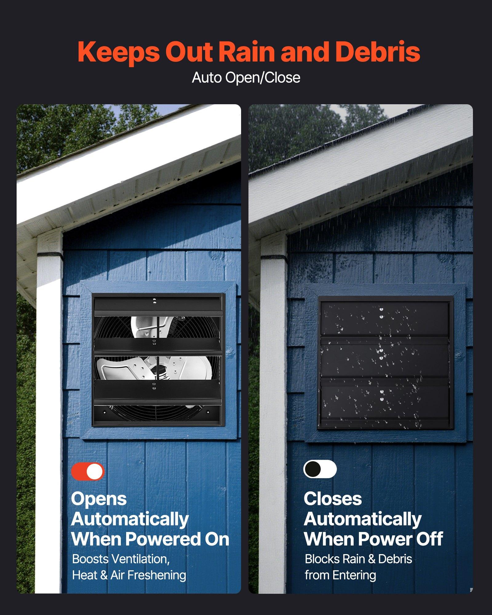 VEVOR 14 inch Shutter Exhaust Fan, Wall Mounted Attic Vent Fan with Variable Speed Controller, 1400 CFM, AC Motor, Heavy-duty Steel, Low Noise for Shed, Garage, Greenhouse Ventilation Cooling, Black VEVOR 14 inch Shutter Exhaust Fan, Wall Mounted Attic Vent Fan with Variable Speed Controller, 1400 CFM, AC Motor, Heavy-duty Steel, Low Noise for Shed, Garage, Greenhouse Ventilation Cooling, Black