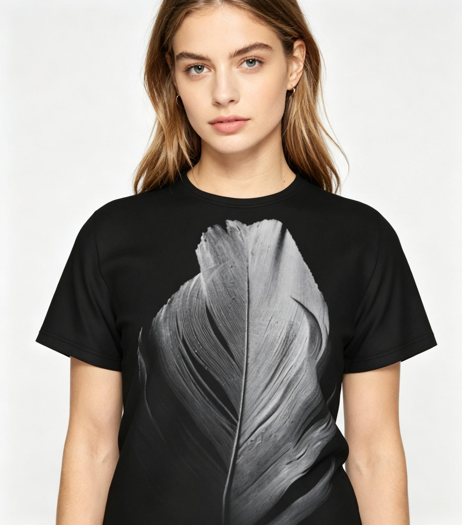 Black and white feather pattern summer all-over print short-sleeve 3D printed T-shirt, unisex outdoor comfortable top, party clothing, couple pattern, gift for friends