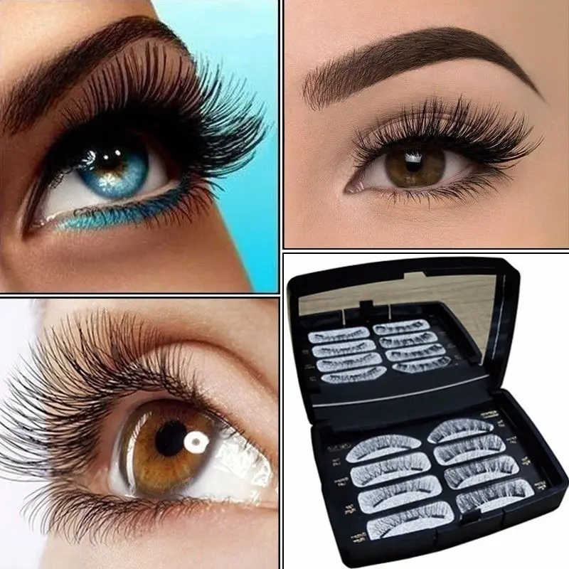 3-Magnet Magnetic Eyelashes No Glue Natural Reusable Strip Lashes with Mirror Case and Applicator